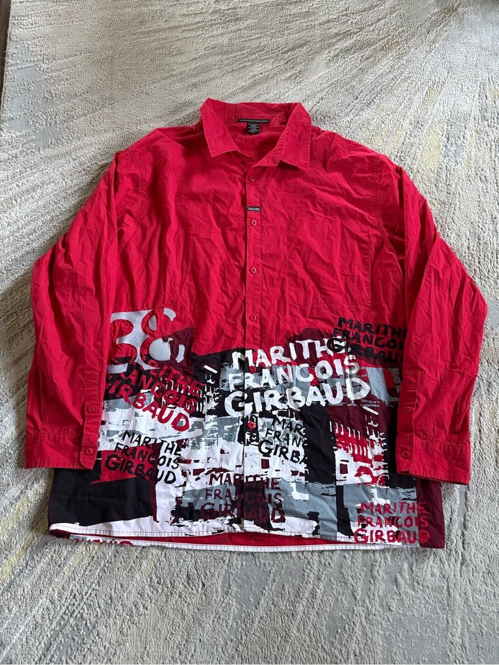 Le Jean de Marithe + Francois Girbaud Red Shirt button front XXXL